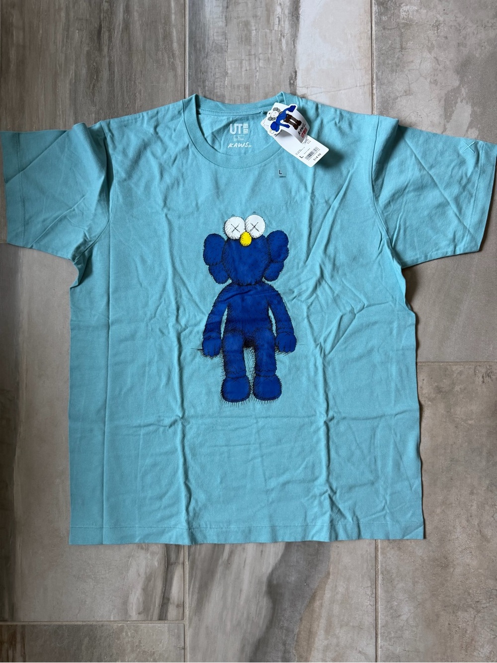 Kaws Uniqlo Blue BFF Tee - Size L Large -Brand New With Tags Condition